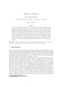 Existence in Physics