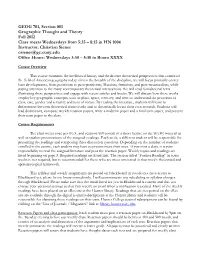 GEOG 701, Section 001 Geographic Thought and Theory Fall 2012