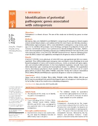 Identification of Potential Pathogenic Genes Associated with Osteoporosis