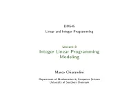 Integer Linear Programming Modeling