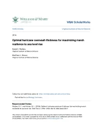 Optimal Hurricane Overwash Thickness for Maximizing Marsh Resilience to Sea Level Rise