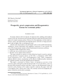 Prosperity, Great Compression and Reaganomics: Lessons for Economic Policy