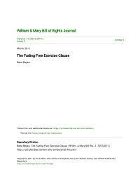 The Fading Free Exercise Clause