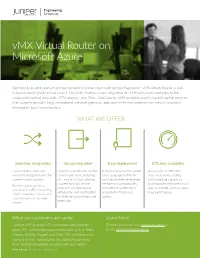 Vmx Virtual Router on Microsoft Azure