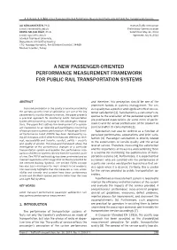 A New Passenger-Oriented Performance Measurement Framework for Public Rail Transportation Systems