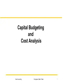 Capital Budgeting and Cost Analysis