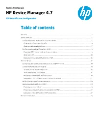 HP Device Manager 4.7 FTPS Certificates Configuration