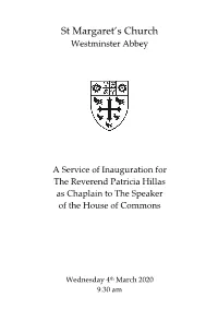 Order of Service for a Service of Inauguration