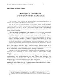 Stereotypes of Jews in Poland in the Context of Political Antisemitism