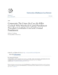 Why Maryland's Capital Punishment Procedure Constitutes Cruel and Unusual Punishment Matthew E