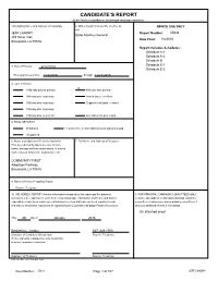Candidate's Report