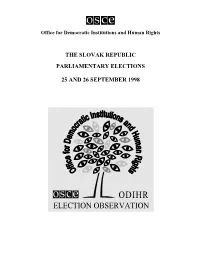 Election Observation Table of Contents