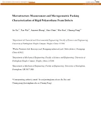 Microstructure Measurement and Microgeometric Packing Characterization of Rigid Polyurethane Foam Defects