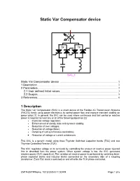 Static Var Compensator Device