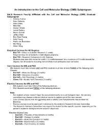 An Introduction to the Cell and Molecular Biology (CMB) Subprogram