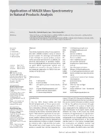 Application of MALDI Mass Spectrometry in Natural Products Analysis