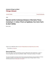 Marxism and the Continuing Irrelevance of Normative Theory (Reviewing G