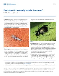 Pests That Occasionally Invade Structures1 P