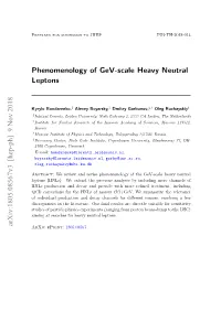 Phenomenology of Gev-Scale Heavy Neutral Leptons Arxiv:1805.08567
