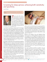 Screening for Sleep Apnoea: Achieving Both Sensitivity and Specificity