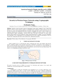 Security in Wireless Sensor Networks Using Cryptographic Techniques