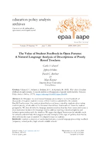 The Value of Student Feedback in Open Forums: a Natural Analysis of Descriptions of Poorly Rated Teachers