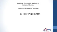 12-STEP PROGRAMS Disclosure