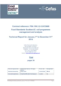 Annual Report on the Results of the E.Coli Monitoring Programme for Scotland 2016