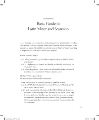 Basic Guide to Latin Meter and Scansion