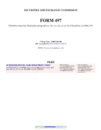 JP MORGAN MUTUAL FUND INVESTMENT TRUST Mailing Address Business Address C/O J.P