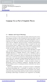 Language Use As Part of Linguistic Theory