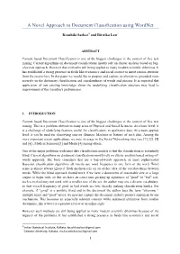 A Novel Approach to Document Classification Using Wordnet
