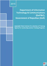Draft RFP for Rate Contract for Selection of Training Agency
