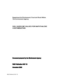Soil Guideline Values for Naphthalene Contamination