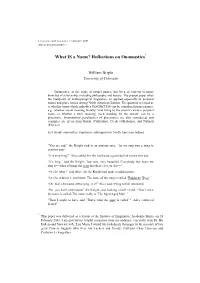 What IS a Name? Reflections on Onomastics*