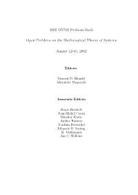 Book of Open Problems Presented at MTNS 2002