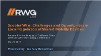 Challenges and Opportunities in Local Regulation of Shared Mobility Devices