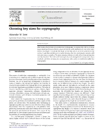 Choosing Key Sizes for Cryptography