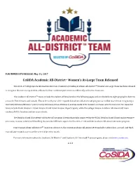 Cosida Academic All-District™ Women's At-Large Team Released