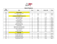 Dairy Products Item Number Item Pack Size Unit Or LB Price