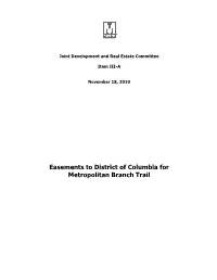 Easements to District of Columbia for Metropolitan Branch Trail