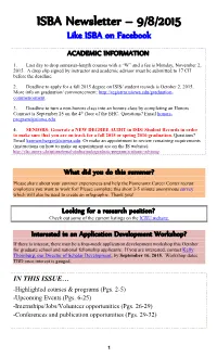 ISBA Newsletter – 9/8/2015