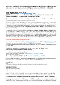 Of ALL Comments for the ICSP Discussion on the Proposed Inclusion of the Rank of Phylum in the ICNP (Comments from 20201101 – 20210227)