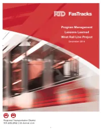 Program Management Lessons Learned West Rail Line Project December 2014