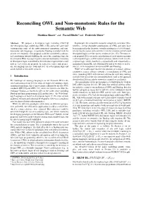 Reconciling OWL and Non-Monotonic Rules for the Semantic Web