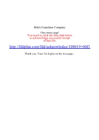 Rita's Franchise Company One More Step! You Need to Click the Blue Link Below to Acknowledge Successful Receipt of This File