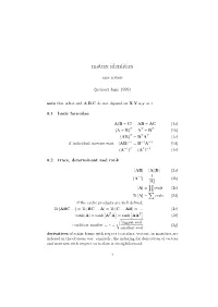 Sam Roweis' Notes on Matrix Identities