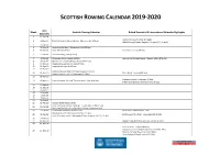 Scottish Rowing Calendar 2019-2020