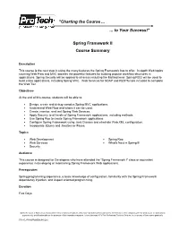 Spring Framework II Course Summary