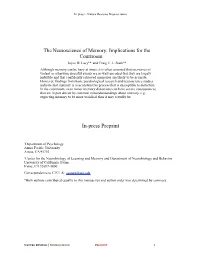 The Neuroscience of Memory: Implications for the Courtroom Joyce W